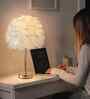 Hailey Feather Table Lamp Gold Body Tri-Color LED Modern Decorative Bedside Lamp