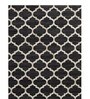 Black Leather Geometrical 12 x 10 Feet Hand Woven Carpet