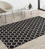 Black Leather Geometrical 12 x 10 Feet Hand Woven Carpet