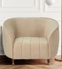 Hairo Velvet 1 Seater Sofa In Beige Colour