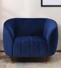 Hairo Velvet 1 Seater Sofa In Blue Colour