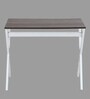 Hakkido Metal Writing Table in Walnut & White Finish