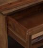 Halden Sheesham Wood Bedside Table In Scratch Resistant Rustic Teak Finish With Drawer