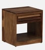 Halden Sheesham Wood Bedside Table In Scratch Resistant Rustic Teak Finish With Drawer