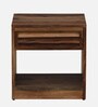 Halden Sheesham Wood Bedside Table In Scratch Resistant Rustic Teak Finish With Drawer
