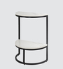 Half Round Marble End Table in Black Finish