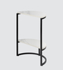 Half Round Marble End Table in Black Finish
