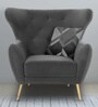 Halifax Velvet 1 Seater Sofa in Dark Grey Colour