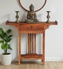 Hallstadt Mango Wood Console Table with Drawer In Walnet Finish