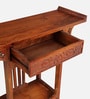 Hallstadt Mango Wood Console Table with Drawer In Walnet Finish