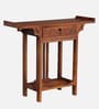 Hallstadt Mango Wood Console Table with Drawer In Walnet Finish