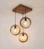 Halo Brown Solid Wood Cluster Hanging Light