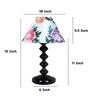 Halo Glow Black Metal Table Lamp With Carnation Print Satin Shade