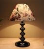 Halo Glow Black Metal Table Lamp With Cobra Saffron Print Satin Shade