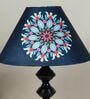 Halo Glow Black Metal Table Lamp With French Floral Print Satin Shade