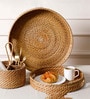 Halo Brown Bamboo Dia 14 Inch Round Serving Tray