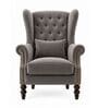 Haloria Teak Wood High Back Chair With Suede Fabric In DarkGrey Colour Haloria Teak Wood High Back Chair With Suede Fabric In DarkGrey Colour