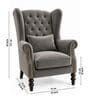Haloria Teak Wood High Back Chair With Suede Fabric In DarkGrey Colour Haloria Teak Wood High Back Chair With Suede Fabric In DarkGrey Colour