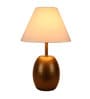 Hammered White Cotton Shade Table Lamp with Brown Base