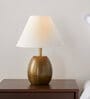 Hammered White Cotton Shade Table Lamp with Brown Base