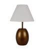 Hammered White Cotton Shade Table Lamp with Brown Base