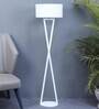 Hamptons White Metal Shade Club Floor Lamp With Metal Base
