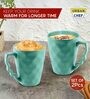 Hancrafted Ceramic Green 225 ML Coffee Mug Set of 2