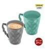 Hancrafted Ceramic Grey And Green 225 ML Coffee Mug Set of 2