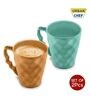 Hancrafted Ceramic Mustard And Green 225 ML Coffee Mug Set of 2