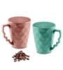 Hancrafted Ceramic Peach And Green 225 ML Coffee Mug Set of 2