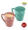 Hancrafted Ceramic Peach And Green 225 ML Coffee Mug Set of 2
