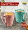 Hancrafted Ceramic Peach And Green 225 ML Coffee Mug Set of 2