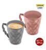 Hancrafted Ceramic Peach And Grey 225 ML Coffee Mug Set of 2