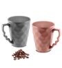 Hancrafted Ceramic Peach And Grey 225 ML Coffee Mug Set of 2