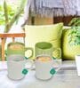 White And Green 100ml Hancrafted Ceramic (Set of 4) Tea Cups