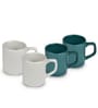 White And Green 100ml Hancrafted Ceramic (Set of 4) Tea Cups