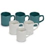 White And Green 100ml Hancrafted Ceramic (Set of 6) Tea Cups