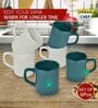 White And Green 100ml Hancrafted Ceramic (Set of 6) Tea Cups