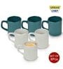 White And Green 100ml Hancrafted Ceramic (Set of 6) Tea Cups