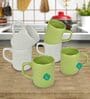 White And Green 100ml Hancrafted Ceramic (Set of 6) Tea Cups