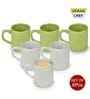 White And Green 100ml Hancrafted Ceramic (Set of 6) Tea Cups