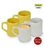 White & Yellow 100ml Hancrafted Ceramic (Set of 4) Tea Cups
