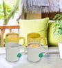 White & Yellow 100ml Hancrafted Ceramic (Set of 4) Tea Cups