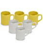 White And Yellow 100ml Hancrafted Ceramic (Set of 6) Tea Cups