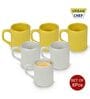 White And Yellow 100ml Hancrafted Ceramic (Set of 6) Tea Cups