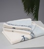Hand Block Printed 100% Pure Cotton Floral Blue 240 GSM Super Absorbent 2 Hand and 1 Bath Towel Set