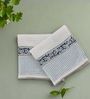 Hand Block Printed 100% Pure Cotton Floral Blue 240 GSM Super Absorbent 2 Hand Towels