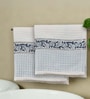Hand Block Printed 100% Pure Cotton Floral Blue 240 GSM Super Absorbent 2 Hand Towels