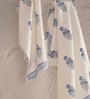 Hand Block Printed 100% Pure Cotton Floral Offwhite & Blue 240 GSM Super Absorbent 1 Hand & 1 Bath Towel Set