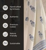 Hand Block Printed 100% Pure Cotton Floral Offwhite & Blue 240 GSM Super Absorbent 1 Hand & 1 Bath Towel Set